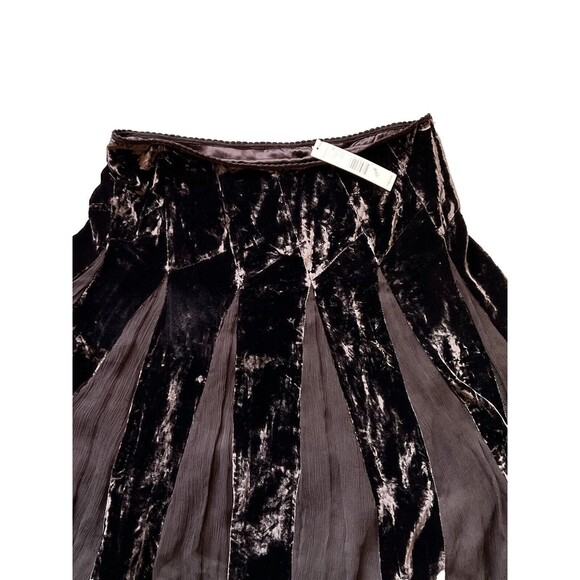 Elie Tahari Sydney Skirt 10 Walnut Rayon Silk Blend NWT Lined Zip Velvet Sheer - Picture 3 of 14